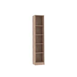 Full view of GRANT 07 open bookshelf in Cremona Torro finish.