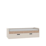 GRANT 09 single bed with cashmere and cremona torro finish, featuring a storage drawer.