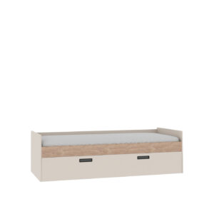 GRANT 09 single bed with cashmere and cremona torro finish, featuring a storage drawer.