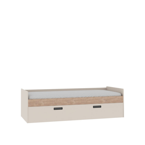 GRANT 09 single bed with cashmere and cremona torro finish, featuring a storage drawer.
