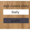 Color palette swatch for QUATRO C furniture: Riviera Gold Oak, white, graphite.