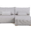 Modern Scandi corner sofa with integrated bedding storage, natural wooden legs