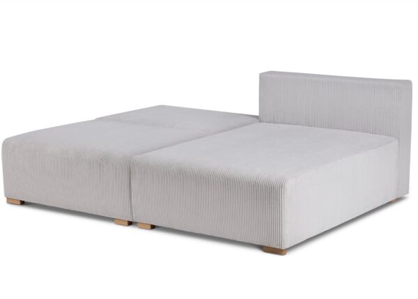 Top-down view of the Scandi corner sofa fully extended into a comfortable bed