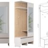 NEL P wardrobe open mirror with hanging rail and shelves