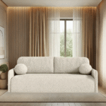 Elegant Anabell boucle sofa bed in a modern living space.