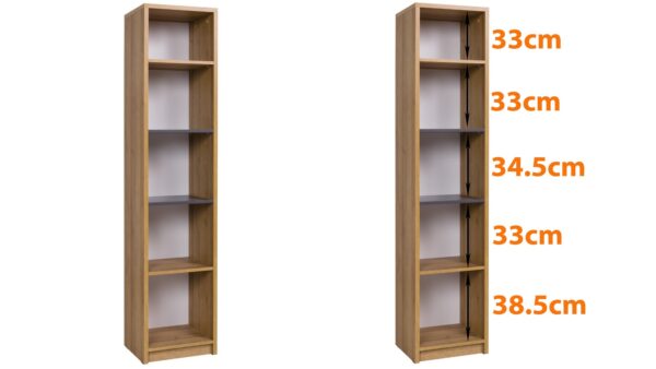 QUATRO 02 narrow shelf unit dimensions diagram