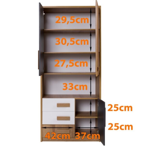 QUATRO A children's shelf unit, Riviera oak and white finish