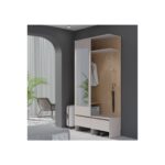 NEL L Modern Hallway Wardrobe with mirror, shelves, and hanging rail