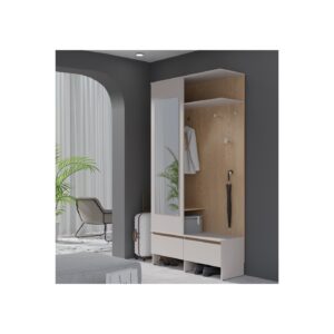 NEL L Modern Hallway Wardrobe with mirror, shelves, and hanging rail