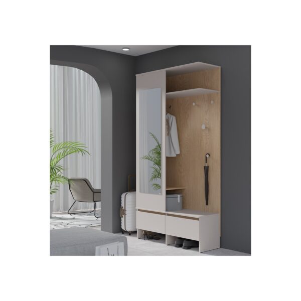 NEL L Modern Hallway Wardrobe with mirror, shelves, and hanging rail