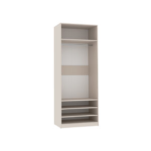 TRES 03 80 modular open wardrobe, cashmere grey, with shelves and hanging rail