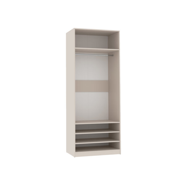 TRES 03 80 modular open wardrobe, cashmere grey, with shelves and hanging rail