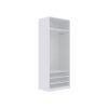 TRES 03 80 modular open wardrobe, white, with adjustable shelves and hanging rail.