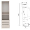 Interior view of Tres 04 narrow wardrobe, adjustable shelf detail