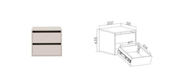 Isolated view of Tres 06 drawer organizer for wardrobe interior.