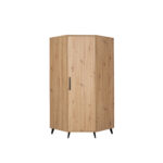 Arti 02 corner wardrobe with legs, shelves, and rods