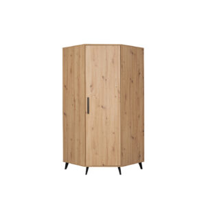 Arti 02 corner wardrobe with legs, shelves, and rods