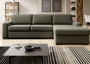 Minimalist Volare corner sofa in modern living room, full view