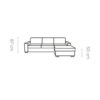 Detailed view of Volare sofa's bedding storage and stylish armrest