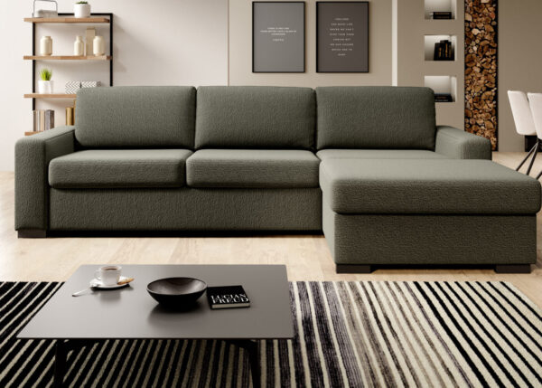 Minimalist Volare corner sofa in modern living room, full view