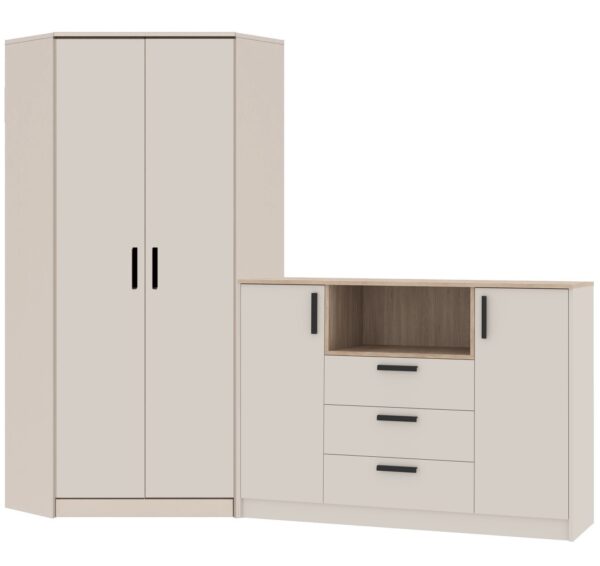 Full GRANT 39 furniture set: corner wardrobe, chest, shelf