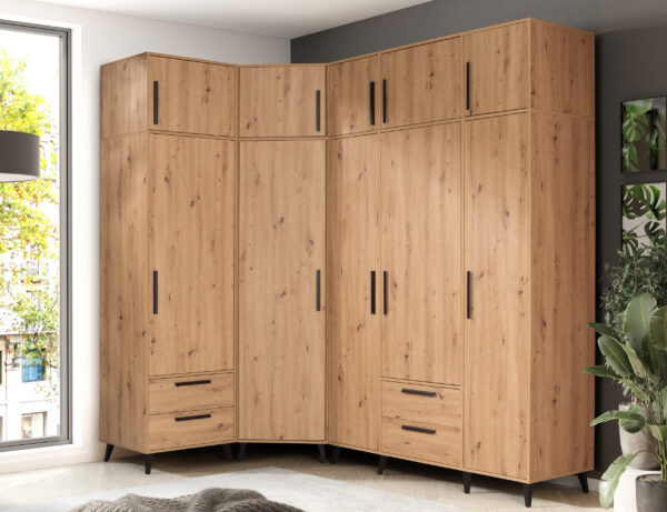 Reflective overview of ARTI 1 wardrobe set in room