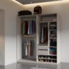 Versatile TRES 190cm open wardrobe with shelves, drawers, rails
