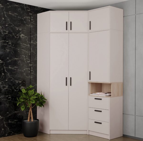 GRANT 12 set with corner wardrobe, bookcase, extension