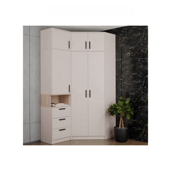 Full view of GRANT 12 High Corner Wardrobe Set in cashmere