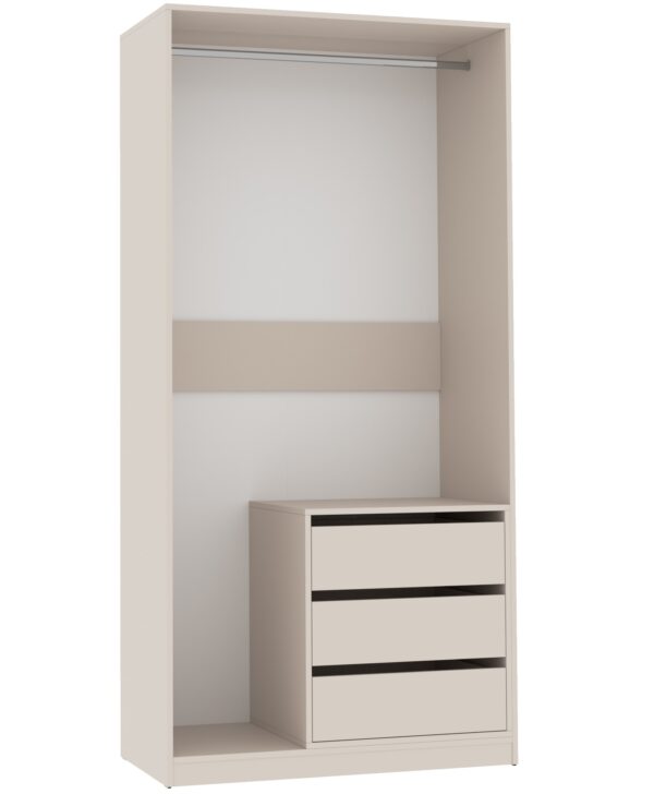 TRES 100cm open wardrobe with drawers and two hanging rails