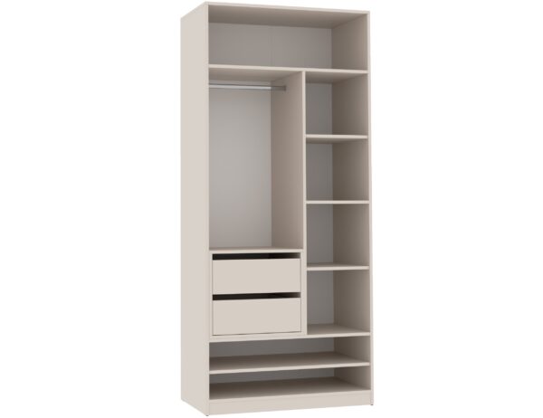 Detailed view of Tres 90 wardrobe module, showcasing drawers and storage.