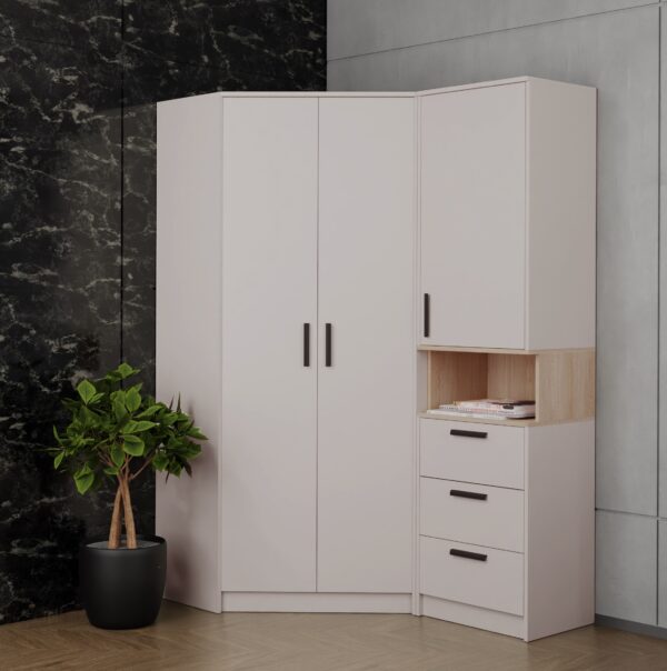GRANT 06 cabinet as part of a large corner wardrobe set with shelving