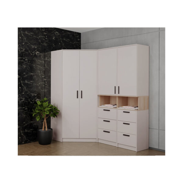 Modern GRANT 17 cashmere bedroom set, stylish storage.