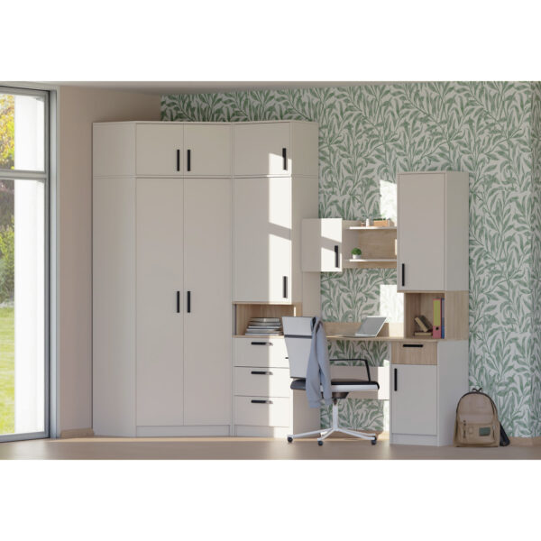 Youth room furniture: Grant 26 corner desk with tall wardrobe.