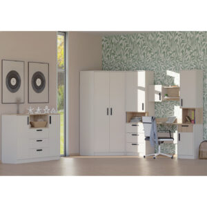Full GRANT 27 youth furniture set, large desk, corner wardrobe, shelves.