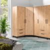 Elegant ARTI 3 corner wardrobe furniture collection in artisan