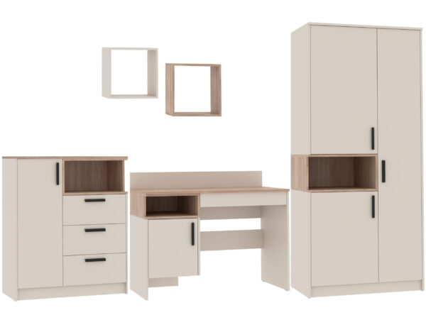 Youth room furniture set with corner desk and wardrobe