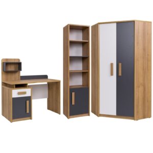 QUATRO C youth room furniture set with desk, corner wardrobe, and shelf.