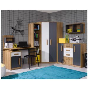 QUATRO 7 youth furniture set, corner wardrobe, desk, chest of drawers