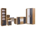 QUATRO E youth room furniture set with corner wardrobe and desk