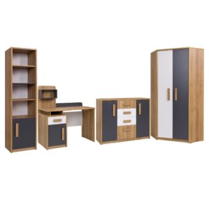 QUATRO E youth room furniture set with corner wardrobe and desk