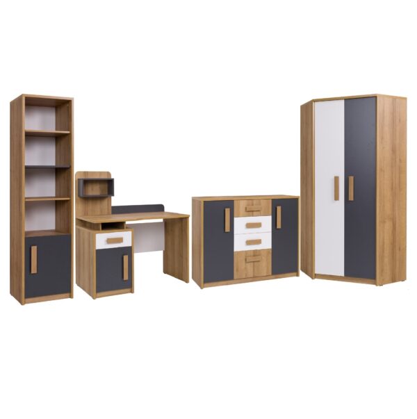 QUATRO E youth room furniture set with corner wardrobe and desk