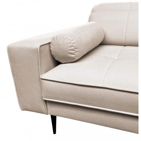 Detail of the DIVANO corner sofa's armrest and sturdy construction