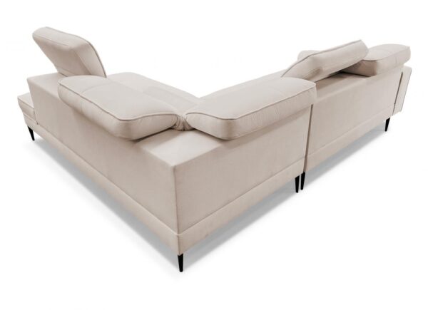 DIVANO corner sofa close-up of adjustable headrest and fabric texture