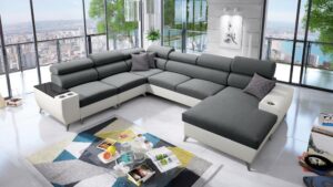 MODIVO VIII large modern corner sofa with adjustable headrests and storage