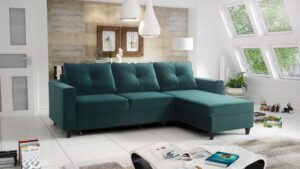 ADONIS I Corner Sofa in a modern living room, showcasing its elegant design.