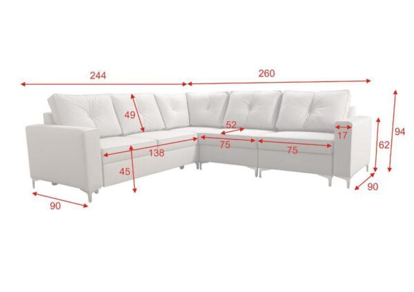 ADONIS III Corner Sofa showing sleek design from a side perspective