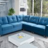 ADONIS III Corner Sofa, elegant grey fabric, full view