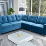 ADONIS III Corner Sofa, elegant grey fabric, full view