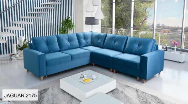 ADONIS III Corner Sofa, elegant grey fabric, full view